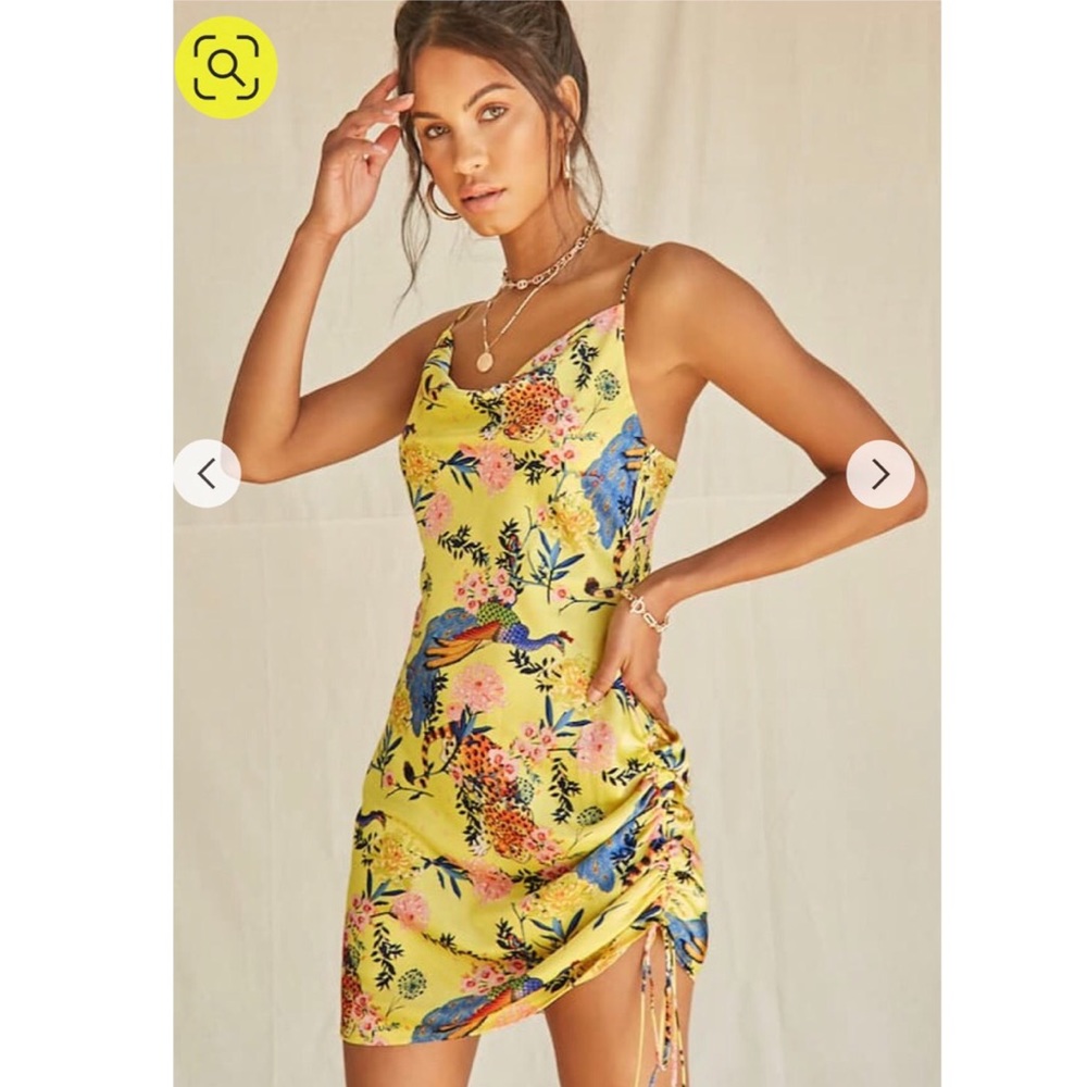 Tropical floral print mini dress